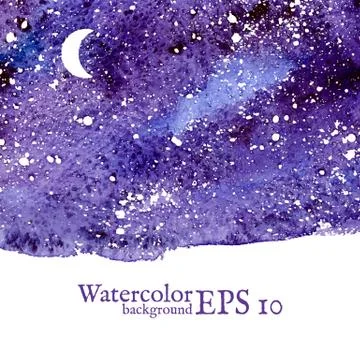 Blue space background. Watercolor Vector illustration. Stock Illustration