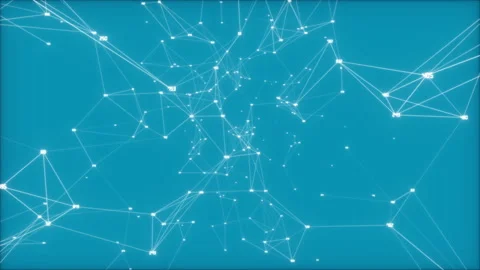 Blue space background.Abstract geometrical background with moving lines and dots Stock Footage 98218772