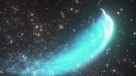 A blue space comet with a blue tail. Stock Footage 247498267