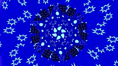 Blue Space Kaleidoscope Seamless Loop Hypnotic Stars and Clouds Video Backg.. Vidéo 339322042