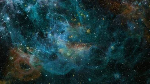 Blue space nebula. Elements of this image furnished by NASA Foto stock