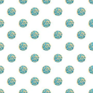 Blue space planet with yellow pattern seamless background Stock Illustration