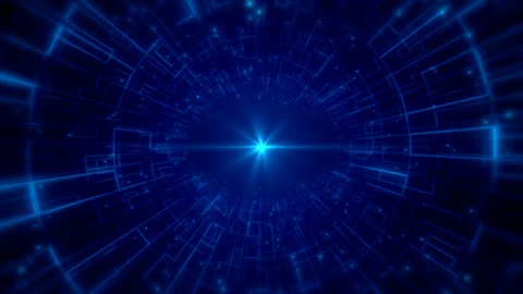 Blue space technology abstract looped background with flying particles. Stock Footage 250277951