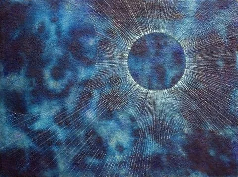 Blue spacy coronal background abstract picture painted by me named coronal... Stock Photos