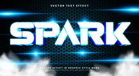 Blue spark Electric Style 3D Editable text effect Stock Illustration