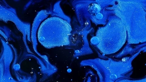 Blue sparkle and flow on black and purple empty void 3 vibrant bright paint and Stock Footage 81987516
