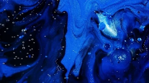 Blue sparkle and flow bubbles on black and purple empty void 1 vibrant bright Stock-Footage 81598744