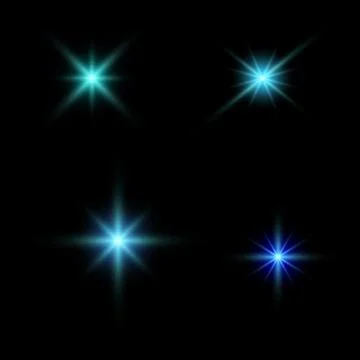 Blue Sparkles on Black Background 库存插图