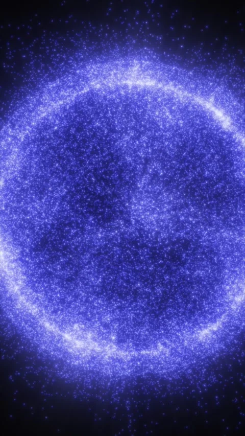 Blue sparkling particle ring forms a luminous circular field on a dark back.. Stock Footage 337160197