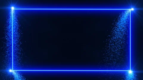 Blue sparks drawing glowing frame with copy space against dark background Video stock 119146052