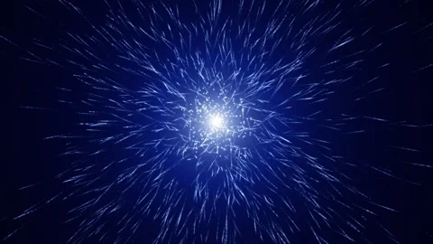 Blue sparks fly from the light source in a chaotic order on a dark background Stock Footage 257670293