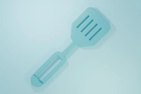 Blue Spatula icon isolated on blue background. Kitchen spatula icon. BBQ sp.. Stock Illustration