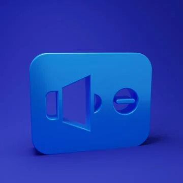 Blue Speaker mute icon isolated on blue background. No sound icon. Volume O.. Stock Illustration