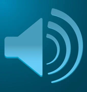 Blue speaker with vibration on a blue background Stock Illustration