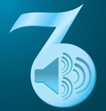 Blue speaker with vibration on a note on a blue background Stock Illustration
