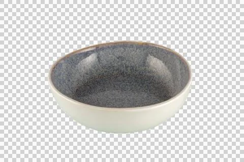 Blue Speckled Ceramic Stoneware Serving Bowl With White Exterior On White B.. Stock Photos
