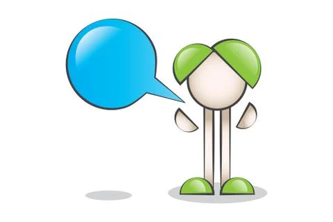 Blue Speech Bubble and Cartoon Characters Stock Illustration