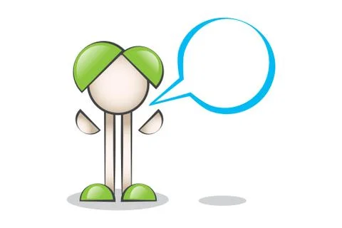 Blue Speech Bubble and Cartoon Characters Stock Illustration