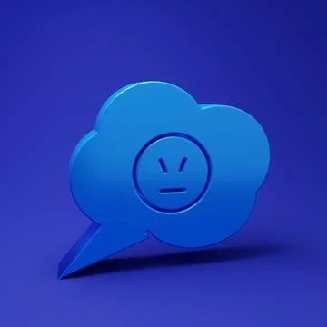 Blue Speech bubble with angry smile icon isolated on blue background. Emoti.. Stock Illustration