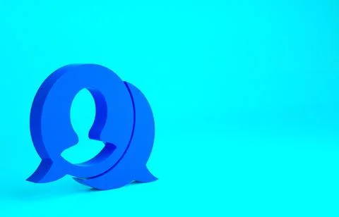 Blue Speech bubble chat icon isolated on blue background. Message icon. Commu Stock Illustration
