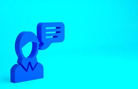 Blue Speech bubble chat icon isolated on blue background. Message icon. Commu Illustrazione stock