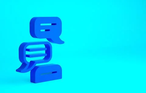 Blue Speech bubble chat icon isolated on blue background. Message icon. Commu Stock Illustration