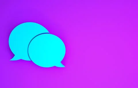 Blue Speech bubble chat icon isolated on purple background. Message icon. Com Illustrazione stock