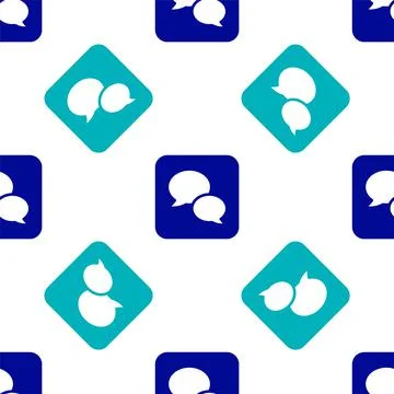 Blue Speech bubble chat icon isolated seamless pattern on white background Stock Illustration