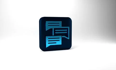 Blue Speech bubble chat icon isolated on grey background. Message icon Illustrazione stock