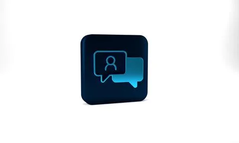 Blue Speech bubble chat icon isolated on grey background. Message icon Stock Illustration