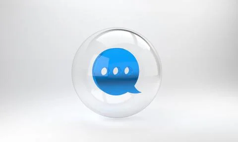 Blue Speech bubble chat icon isolated on grey background. Message icon. Commu Illustrazione stock