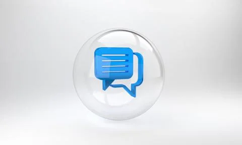 Blue Speech bubble chat icon isolated on grey background. Message icon. Commu Illustrazione stock