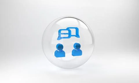 Blue Speech bubble chat icon isolated on grey background. Message icon. Commu 스톡 일러스트