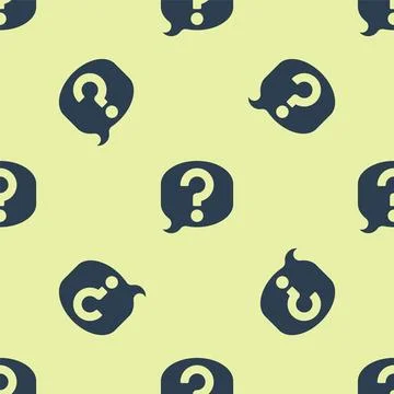 Blue Speech bubble chat icon isolated seamless pattern on yellow background Stock Illustration