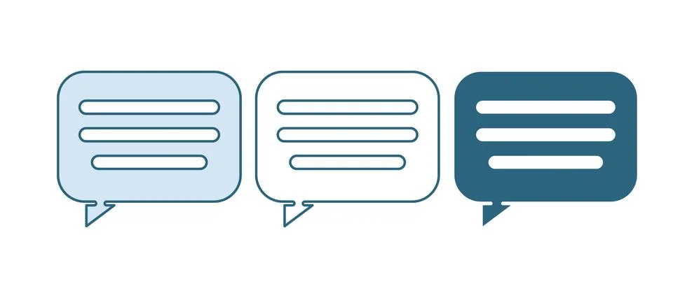 Blue Speech bubble chat icon isolated on white background. Message icon. Co.. Illustrazione stock