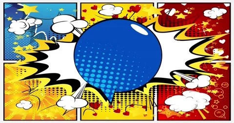 Blue Speech Bubble on colorful pop art background Stock Footage 167296245
