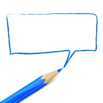 Blue speech bubble drawn with pencil Illustrazione stock