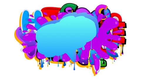 Blue Speech Bubble Graffiti with purple elements on abstract Background. Ur.. イラスト素材