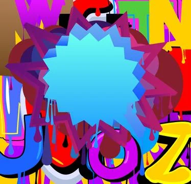 Blue Speech Bubble Graffiti with purple elements on abstract Background. Ur.. Stock Illustration
