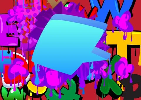 Blue Speech Bubble Graffiti with purple elements on abstract Background. Ur.. Stock Illustration