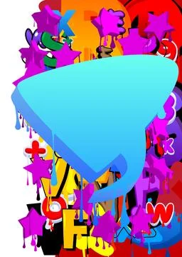 Blue Speech Bubble Graffiti with purple elements on abstract Background. Ur.. Stock Illustration
