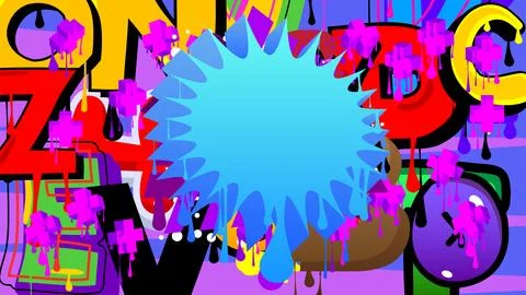 Blue Speech Bubble Graffiti with purple elements on abstract Background. Ur.. イラスト素材