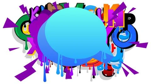 Blue Speech Bubble Graffiti with purple elements on abstract Background. Ur.. イラスト素材
