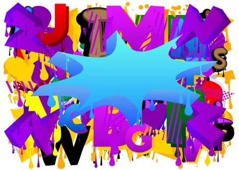 Blue Speech Bubble Graffiti with purple elements on abstract Background. Ur.. イラスト素材