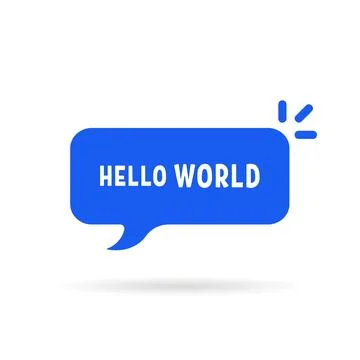 Blue speech bubble with hello world Stock Illustration