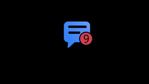 Blue speech bubble icon with notification badge showing the number nine on .. Stock Footage 321855159