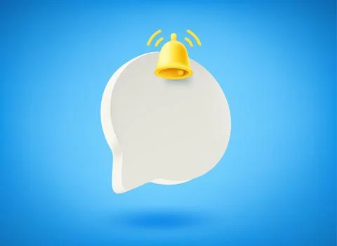 Blue speech bubble icon with notification on blue background. 3d vector illus Stock Illustration