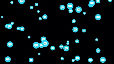 Blue Speech Bubble Icons Falling on Black Background 스톡 동영상 347983691