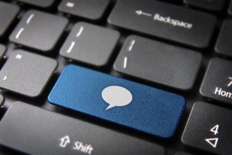Blue speech bubble keyboard key Foto stock
