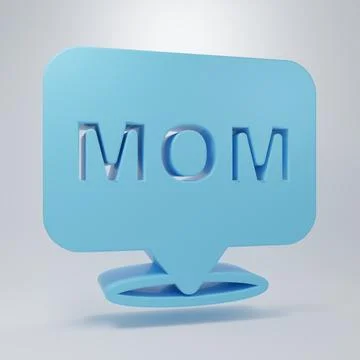 Blue Speech bubble mom icon isolated on grey background. Happy mothers day... Stock Illustration